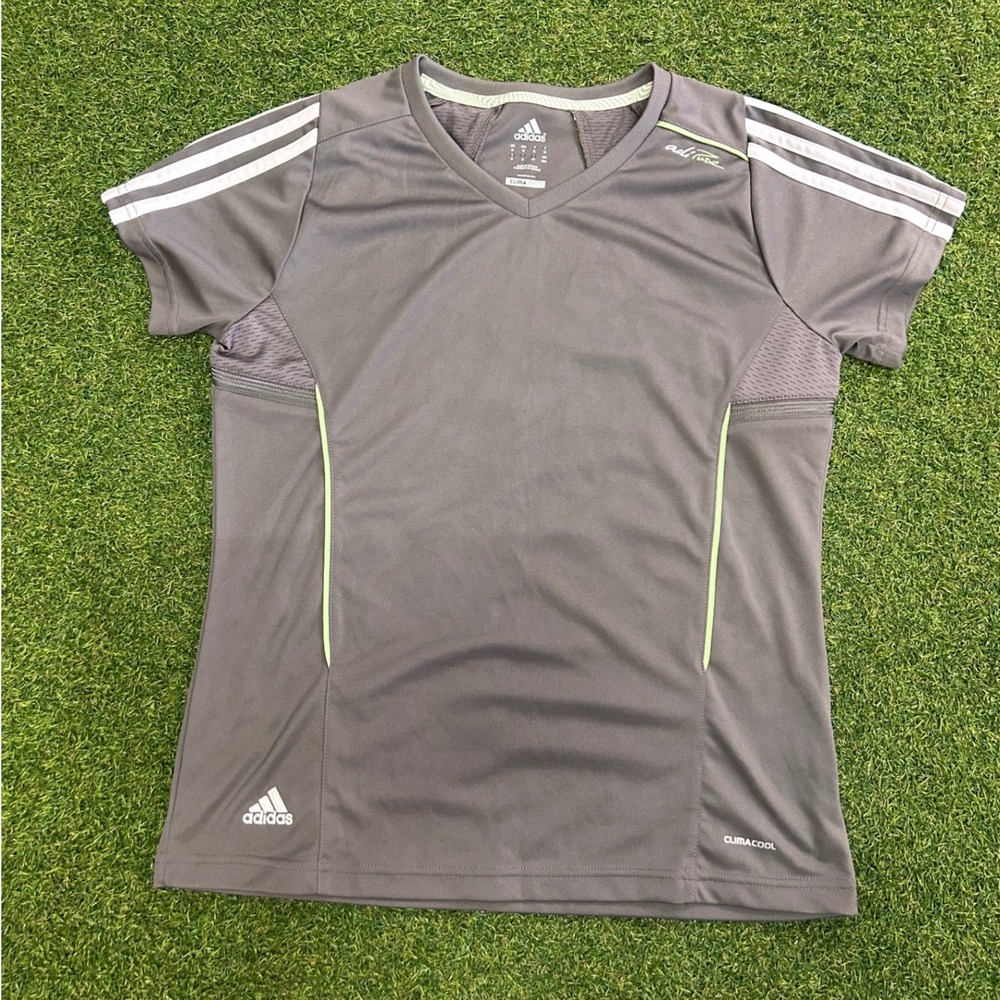 Adidas adiPure ClimaCool Gray V-Neck Athletic Training Shirt Womens Medium